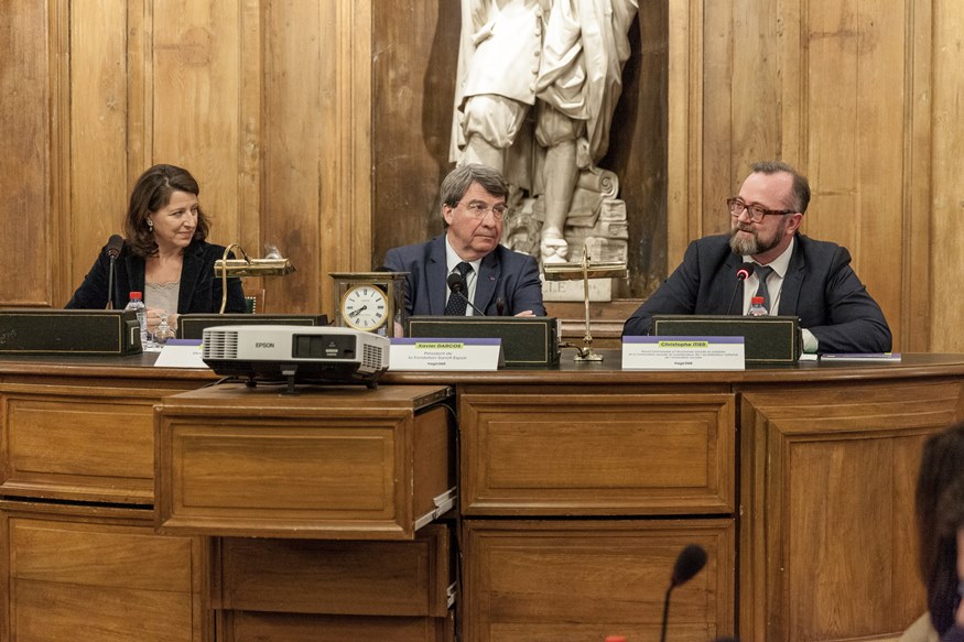 Agnès Buzyn, Xavier Darcos et Christophe Itier, le 14 février 2019 à Paris © Imagéo / DR